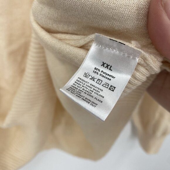 SANGTREE Women's XXL Soft Turtleneck Sweater Heather Cream Lightweight Viscose - Picture 4 of 8